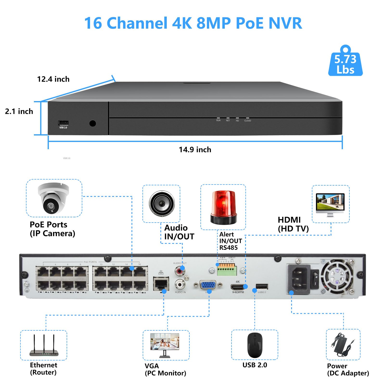 その他 PoE NVR 16 Channels Amazon.com : Vonnision 16 Channel 4K PoE Network Video Recorder